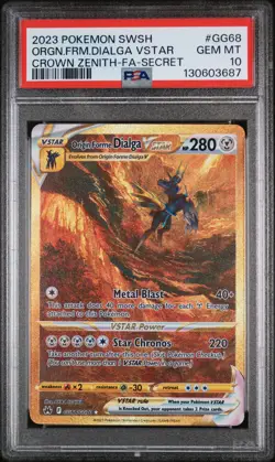 2023 POKEMON SWSH CROWN ZENITH SECRET FULL ART/ORIGIN FORME DIALGA VSTAR PSA 10 - Image 1