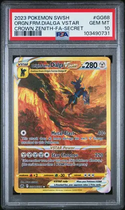 2023 POKEMON SWSH CROWN ZENITH SECRET FULL ART/ORIGIN FORME DIALGA VSTAR PSA 10 - Image 1