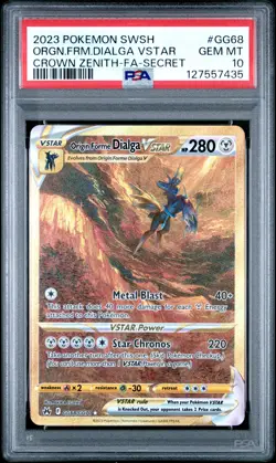 2023 POKEMON SWSH CROWN ZENITH SECRET FULL ART/ORIGIN FORME DIALGA VSTAR PSA 10 - Image 1