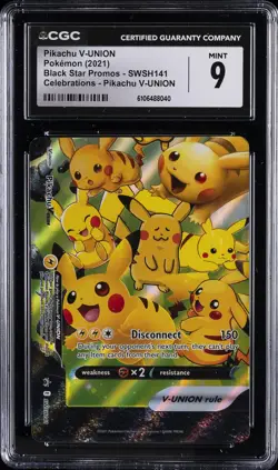2021 POKEMON BLACK STAR PROMOS #SWSH141 PIKACHU V-UNION CGC 9 - Image 1
