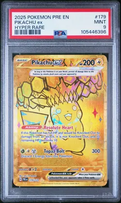 Pokemon Prismatic Gold Pikachu EX 159 Hyper Rare English *MINT PSA 9* - Image 1