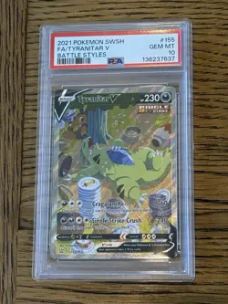 PSA 10 Tyranitar V #155/163 Alternate Full Art 2021 Pokemon SwSh Battle Styles - Image 1