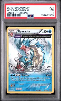 2015 POKEMON XY ANCIENT ORIGINS #21 GYARADOS-HOLO PSA 1 - Image 1
