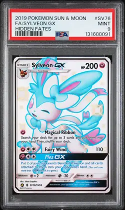 2019 POKEMON SUN & MOON HIDDEN FATES #SV76 FULL ART/SYLVEON GX PSA 9 - Image 1