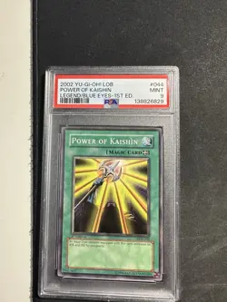 Yugioh LOB 1st PSA 9 Power of Kaishin Legend of Blue Eyes White Dragon Mint - Image 1