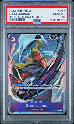 2023 One Piece OP05-067 Zoro-Juurou Alt Art PSA 10 Alternate Rare Awakening Era - Image 1