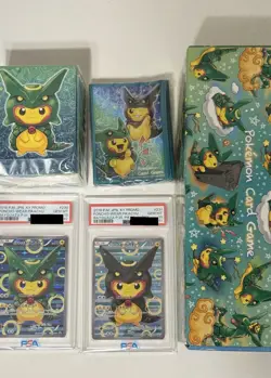 2016 Pokemon JPN XY Poncho Wearing Pikachu Rayquaza 230 231 Seq Set PSA AUTH - Image 1