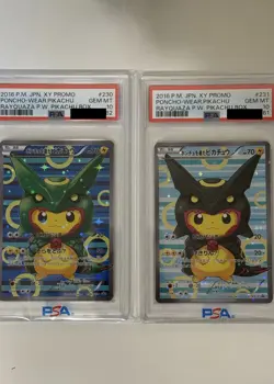 2016 Pokemon JPN XY Poncho Wearing Pikachu Rayquaza 230 231 Seq Set PSA AUTH - Image 2