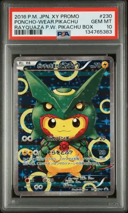 2016 POKEMON JAPANESE XY PROMO #230 PONCHO-WEAR.PIKACHU RAYQUAZA P.W. PSA 10 - Image 1