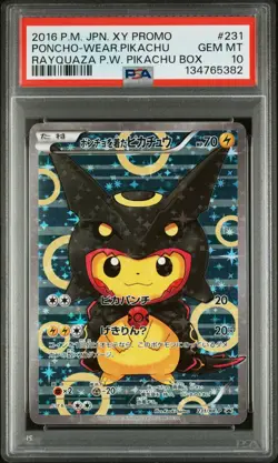 2016 POKEMON JAPANESE XY PROMO #231 PONCHO-WEAR.PIKACHU RAYQUAZA P.W. PSA 10 - Image 1