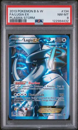 PSA 8 Pokemon Lugia EX 134/135 Plasma Storm Ultra Rare Full Art Holo - Image 1