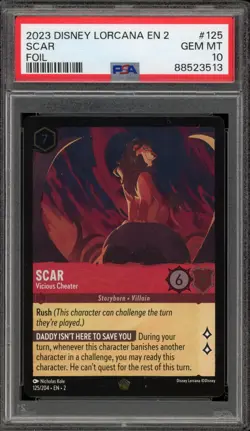 Disney Lorcana Scar Rise of the Floodborn Legendary Cold Foil #125 PSA 10 - Image 1