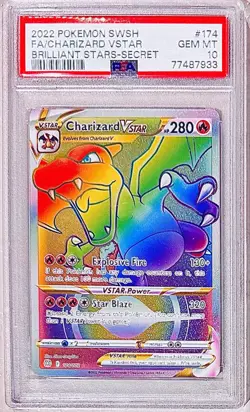 CHARIZARD Rainbow Brilliant Stars Pokemon TCG VSTAR 174/172💎PSA 10💎GEM MINT💎 - Image 1