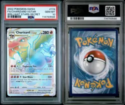 PSA 10 Charizard Vstar 174/172 Pokemon Brilliant Stars Rainbow Secret Rare - Image 3