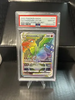 PSA 10 Pokemon TCG Charizard VSTAR Rainbow Rare Card Brilliant Stars 174/172 - Image 1