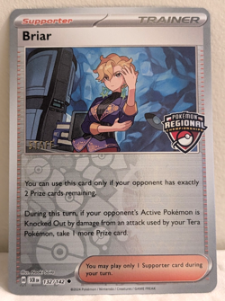 Pokemon TCG: Briar STAFF Stamped Regional Promo Rare 132/142 NM - Image 1