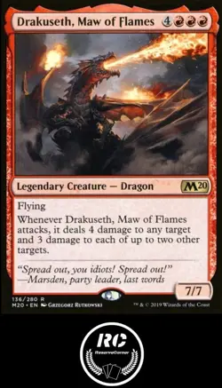 Drakuseth, Maw Of Flame MTG NM M20 Rare Legendary Dragon Fast Tracked Shipping - Image 1