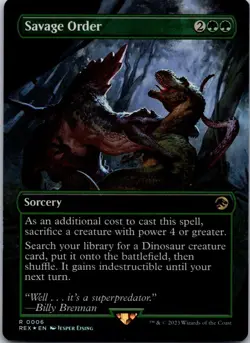 Savage Order (Borderless) R Universes Beyond Jurassic World Collection 6 FOIL NM - Image 1