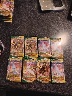 Pokemon TCG Sword & Shield Evolving Skies Booster Pack Lot Of 8 Factory Sealed - Image 1