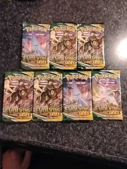 Pokemon TCG Sword & Shield Evolving Skies Booster Pack Lot Of 8 Factory Sealed - Image 3