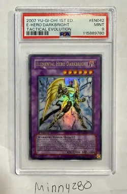 2007 YU-GI-OH 1st edition ELEMENTAL HERO DARKBRIGHT Holo #TAEV-EN042 PSA 9 - Image 1