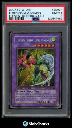 2007 YU-GI-OH! HERO COLLECTION 1 EHC1-EN004 ELEMENTAL HERO FLAME WINGMAN PSA 8 - Image 1