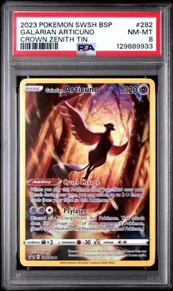 2023 POKEMON SWSH BLACK STAR PROMO CROWN ZENITH TIN #282 GALARIAN ARTICUNO PSA 8 - Image 1