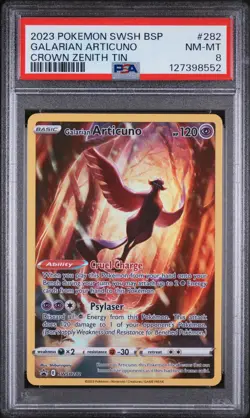 2023 POKEMON SWSH BLACK STAR PROMO CROWN ZENITH TIN #282 GALARIAN ARTICUNO PSA 8 - Image 1