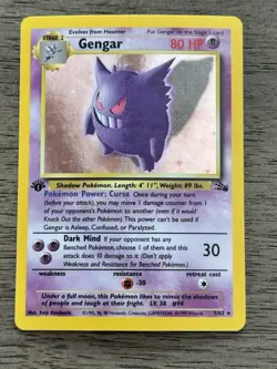 1999 Pokemon Fossil Gengar 1st Edition Holo - Excellent Condition Raw - WoTc 🔥 - Image 1