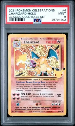 2021 Pokemon Celebrations Classic Collection #4 Charizard Holo PSA 9 MINT - Image 1
