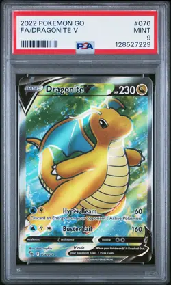 2022 POKEMON GO #076 FULL ART/DRAGONITE V PSA 9 - Image 1