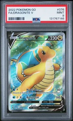 2022 POKEMON GO #076 FULL ART/DRAGONITE V PSA 9 - Image 1