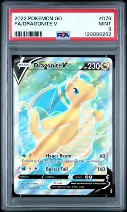 2022 POKEMON GO #076 FULL ART/DRAGONITE V PSA 9 - Image 1