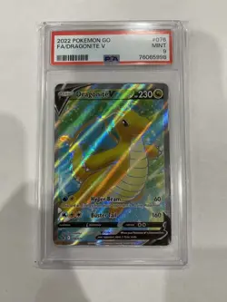 2022 Pokemon DRAGONITE V #076/078 Pokemon Go Full Art Holo English PSA 9 - Image 1