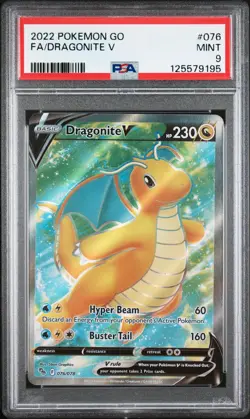 2022 POKEMON GO #076 FULL ART/DRAGONITE V PSA 9 - Image 1