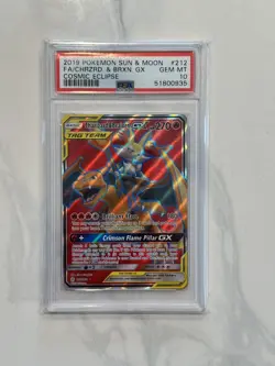 Charizard & Braixen GX 212/236 PSA 10 Pokemon Tag Team Cosmic Eclipse Sun & Moon - Image 1