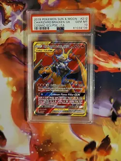 Charizard & Braixen GX 212/236 PSA 10 Pokemon Tag Team Cosmic Eclipse Sun & Moon - Image 3