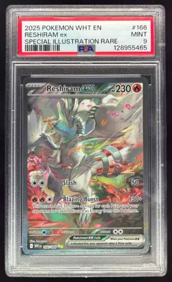 2025 Pokemon SV White Flare #166/086 Reshiram ex Special Illustration Rare PSA 9 - Image 1