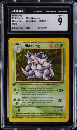 1999 POKEMON GERMAN BASE SET 1ST EDITION HOLO #11 NIDOKING CGC 9 - Image 1