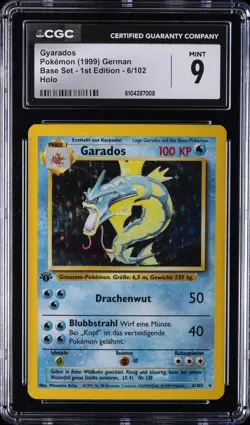 1999 POKEMON GERMAN BASE SET 1ST EDITION HOLO #6/102 GYARADOS CGC 9 - Image 1