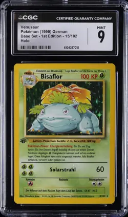 1999 POKEMON GERMAN BASE SET 1ST EDITION HOLO #15 VENUSAUR CGC 9 - Image 1