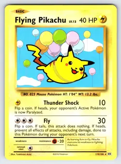 Flying Pikachu 110/108 2016 XY Evolutions Pokemon Card TCG Secret Rare - Nm - Image 1