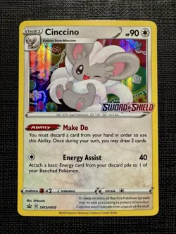 Pokemon TCG Cinccino SWSH009 (prerelease) SWSD Sword & Shield Stamped Promo NM - Image 1