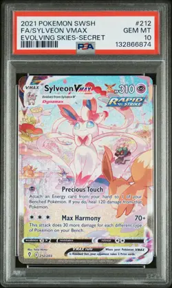 Pokemon TCG Sylveon Vmax SWSH07: Evolving Skies 212/203 Secret Rare PSA 10 - Image 1