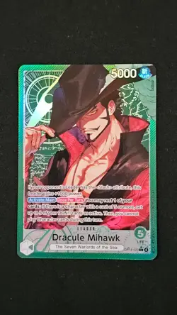 One Piece TCG - The Azure Sea's Seven - Dracule Mihawk OP14-020 L Alt Art Leader - Image 1