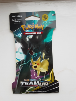 Brand New Pokemon Sun & Moon Team Up Sleeved Booster Pack - Zekrom & Pikachu Art - Image 1
