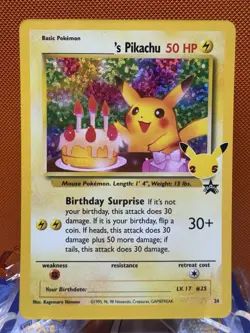 Celebrations Birthday Pikachu #24 Pokemon TCG 25th Anniversary- NM #1573 - Image 1