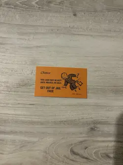 1999 Monopoly Chance Card GET OUT OF JAIL FREE CARD - Image 1