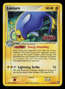 Lanturn 15/108 Rare Reverse Holo Stamped Power Keepers Pokemon Card - Image 1