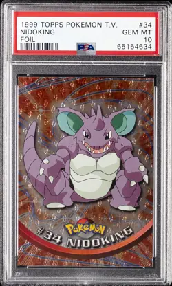 1999 TOPPS POKEMON TV FOIL #34 NIDOKING PSA 10 - Image 1